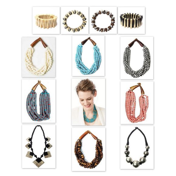 Tigerstars Blue Genuine Bone Bead Horn Necklace - Picture 2 of 2